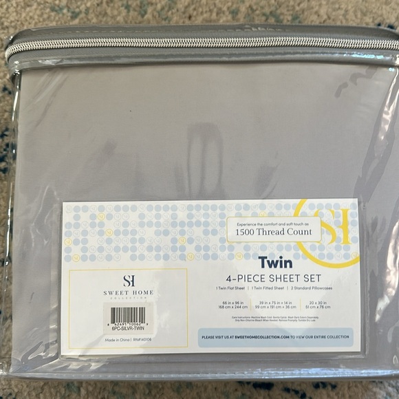 Twin Size Bed Sheets - 4 Piece 1500 Supreme Collection Fine, Twin, Silver - Picture 7 of 7